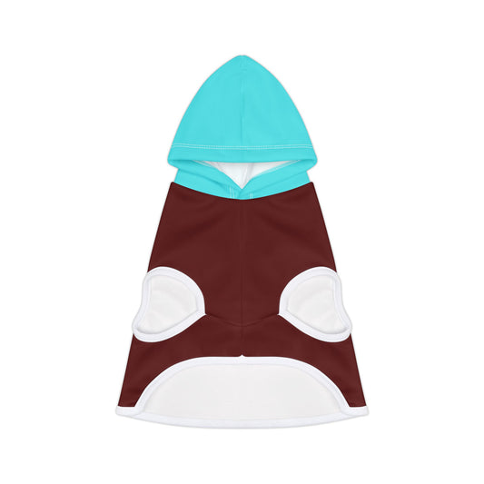 “Turquoise & Burgundy Pet Hoodie – Cozy Fall Fashion for Stylish Dogs & Cats”
