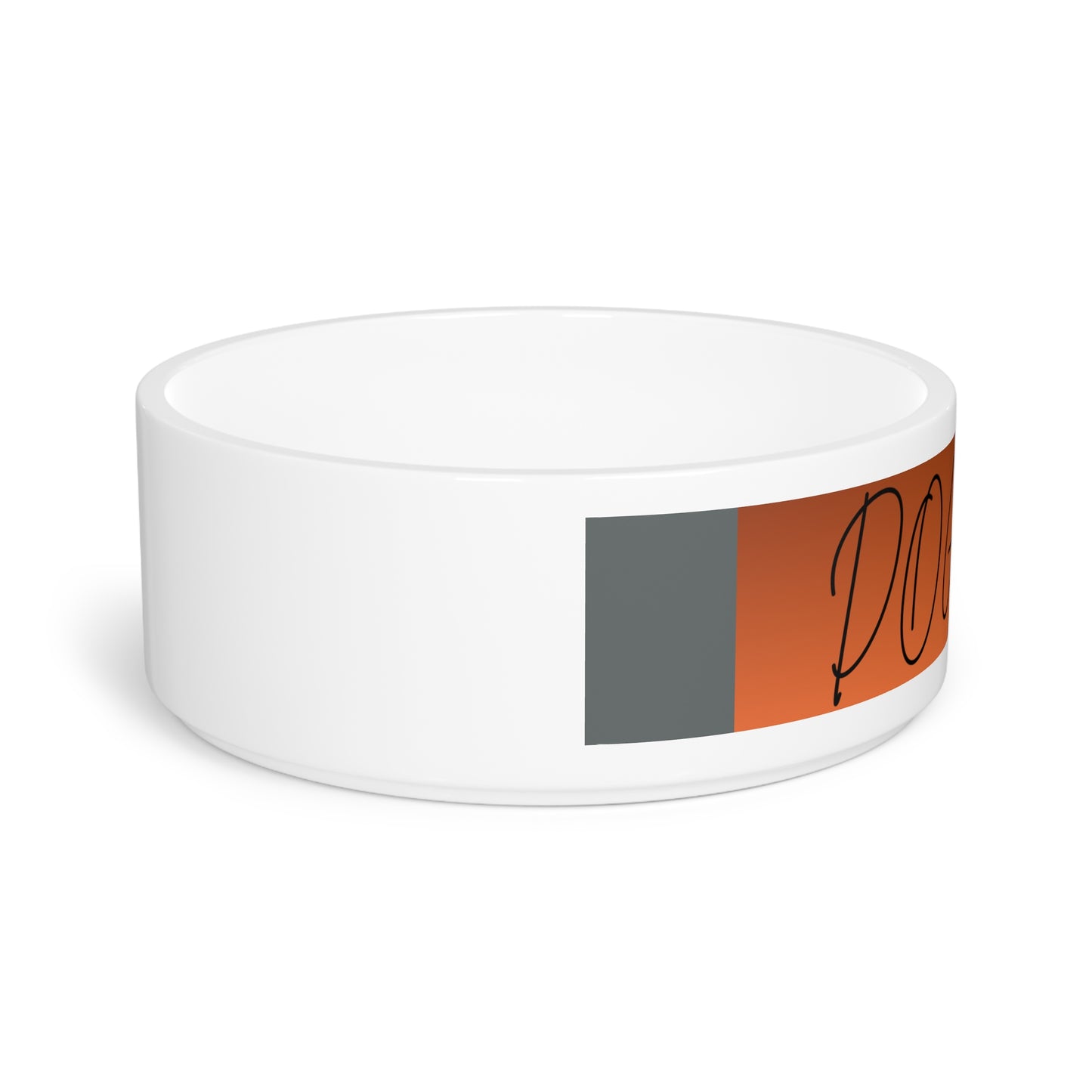 Personalized Dog Bowl – Orange & Gray Modern Ceramic Pet Dish