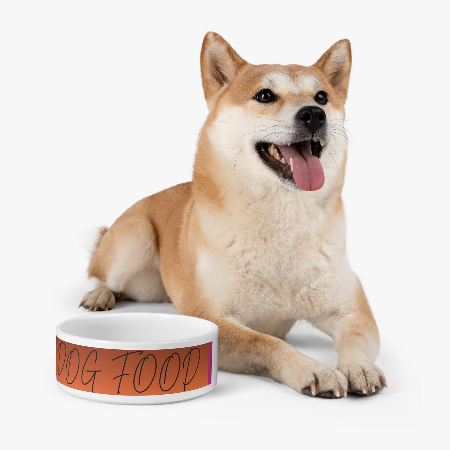 Personalized Dog Bowl – Orange & Pink Fall Ceramic Pet Dish