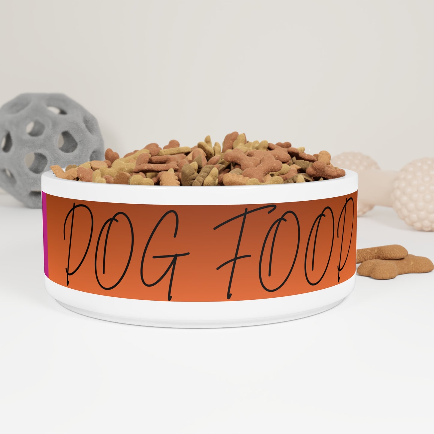 Personalized Dog Bowl – Orange & Pink Fall Ceramic Pet Dish